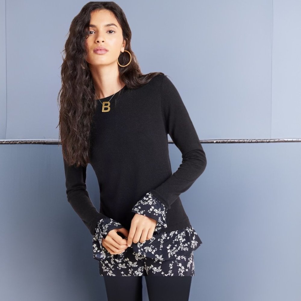 Anthropologie + Kachel Waverly Pullover Sweater Top in Navy NWT
